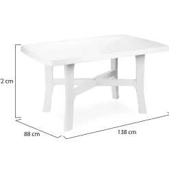 Tavolo da Esterno Bianco 6 Posti Tavolo Tavolo Fisso Rettangolare 180x100x72h cm, Lunghezza Massima 180 cm Made in Italy - Rasura