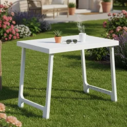 Tavolo da Esterno Bianco 6 Posti Tavolo Tavolo da Esterno Fisso 137x85x72h cm, Lunghezza Massima 137 cm Made in Italy - Greggs