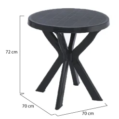 Tavolo da Esterno Nero Antracite 2 Posti Lunghezza Massima 70 cm 70x70x72h cm, Finitura Effetto Liscio Made in Italy - Lorwood