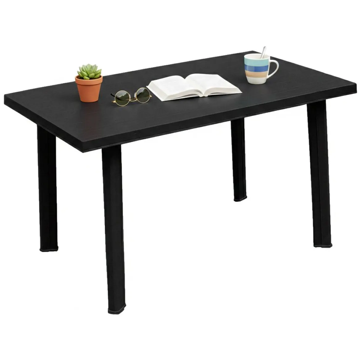 Tavolo da Esterno Nero Antracite 6 Posti Lunghezza Massima 137 cm 137x85x72h cm, Finitura Effetto Liscio Made in Italy - Greggs
