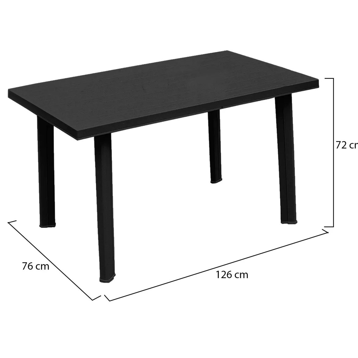 Tavolo da Esterno Nero Antracite 6 Posti Lunghezza Massima 137 cm 137x85x72h cm, Finitura Effetto Liscio Made in Italy - Greggs