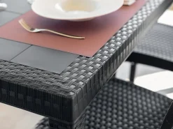 Tavolo da esterno rettangolare marrone in plastica