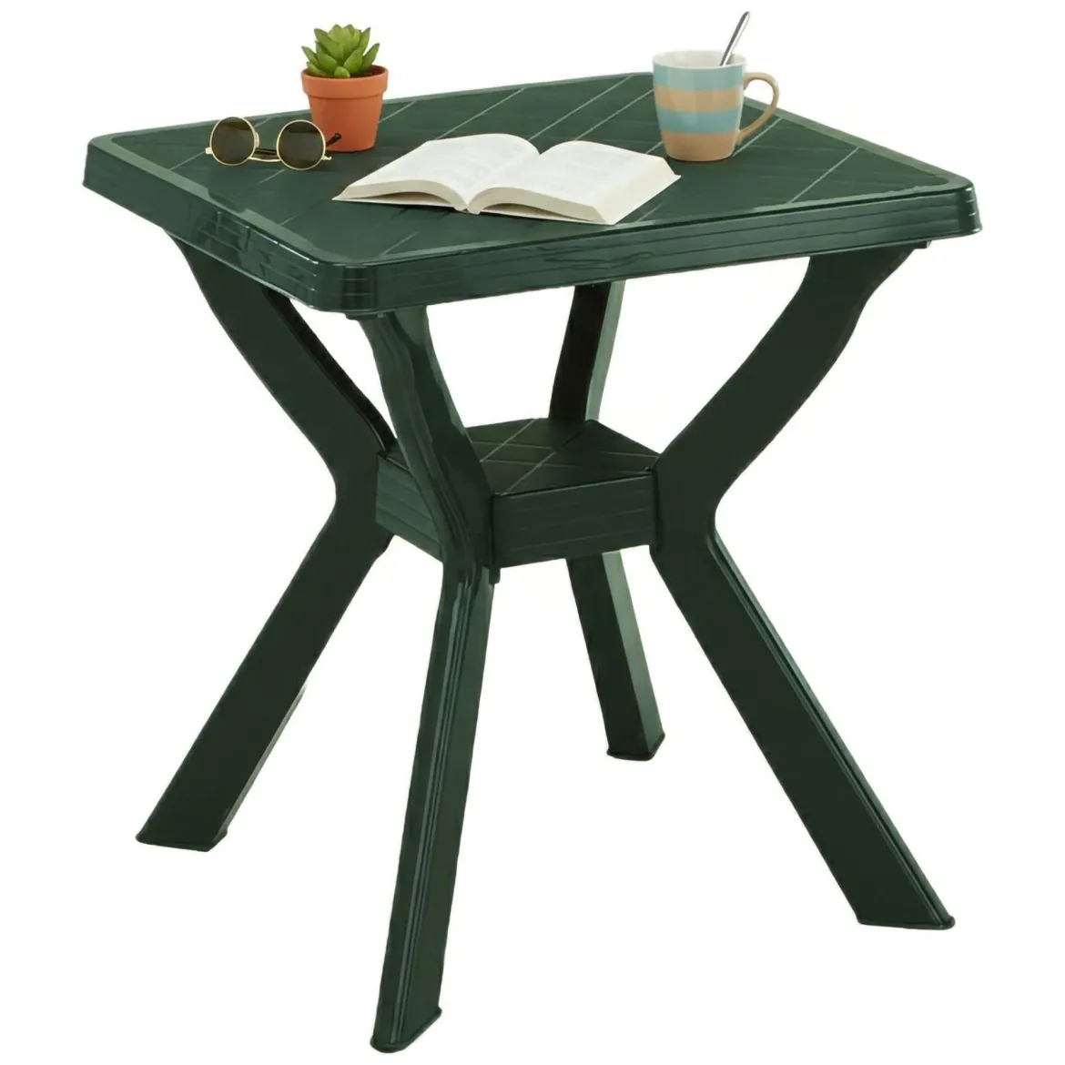 Tavolo da Esterno Verde 4 Posti Tavolo Tavolo Fisso Quadrato 75x75x72h cm, Lunghezza Massima 75 cm Made in Italy - Brownstown