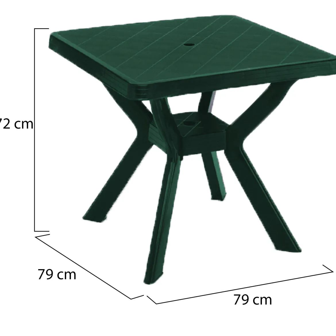 Tavolo da Esterno Verde 4 Posti Tavolo Tavolo Fisso Quadrato 79x79x72h cm, Lunghezza Massima 79 cm Made in Italy - Normandy