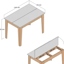 Tavolo da pranzo rettangolare 6 posti bianco 138x81cm - Alois