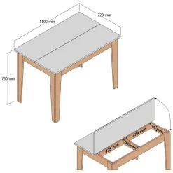 Tavolo Fisso Marrone Noce Nero Marmo 6 Posti Forma Rettangolare 145x88x75h cm, Peso Supportato 120 kg - Viverone