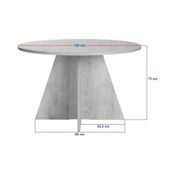 Tavolo Fisso Marrone Noce 4 Posti Forma Rotondo 120x120x75h cm, Peso Supportato 60 kg - Racale
