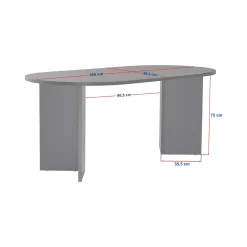 Tavolo Fisso Marrone Noce 6 Posti Forma Ovale 180x89.5x75h cm, Peso Supportato 70 kg - Monterano