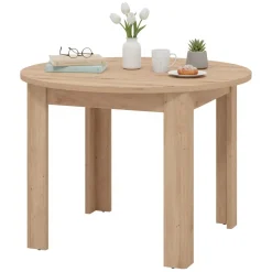 Tavolo Fisso Marrone Rovere Nodi 4 Posti Forma Rotondo 106.5x106.5x76.5h cm, Materiale Piano in Legno Nobilitato - Gorlago