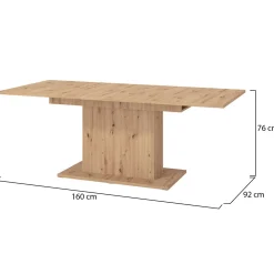 Tavolo Fisso Marrone Rovere Nodi 6 Posti Ripiano Effetto Dogato 135x80x76h cm, Forma Rettangolare - Luarca