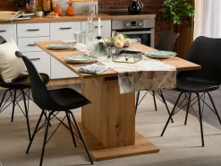 Tavolo Fisso Marrone Rovere Nodi 6 Posti Ripiano Effetto Dogato 135x80x76h cm, Forma Rettangolare - Luarca