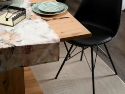 Tavolo Fisso Marrone Rovere Nodi 6 Posti Ripiano Effetto Dogato 135x80x76h cm, Forma Rettangolare - Luarca