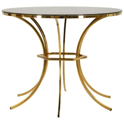 Tavolo Fisso Trasparente oro 2 Posti Forma Rotondo 100x100x80h cm, Colore Struttura oro - Dasozama