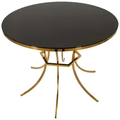 Tavolo Fisso Trasparente oro 2 Posti Forma Rotondo 100x100x80h cm, Colore Struttura oro - Dasozama