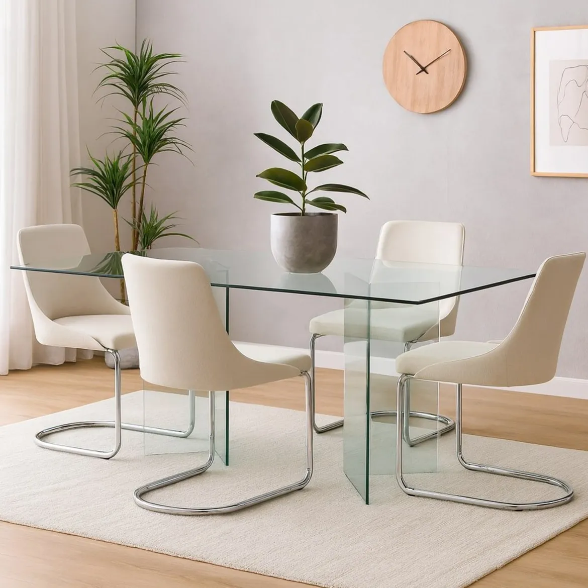Tavolo vetro rettangolare 10 posti trasparente 180x90cm - Armir