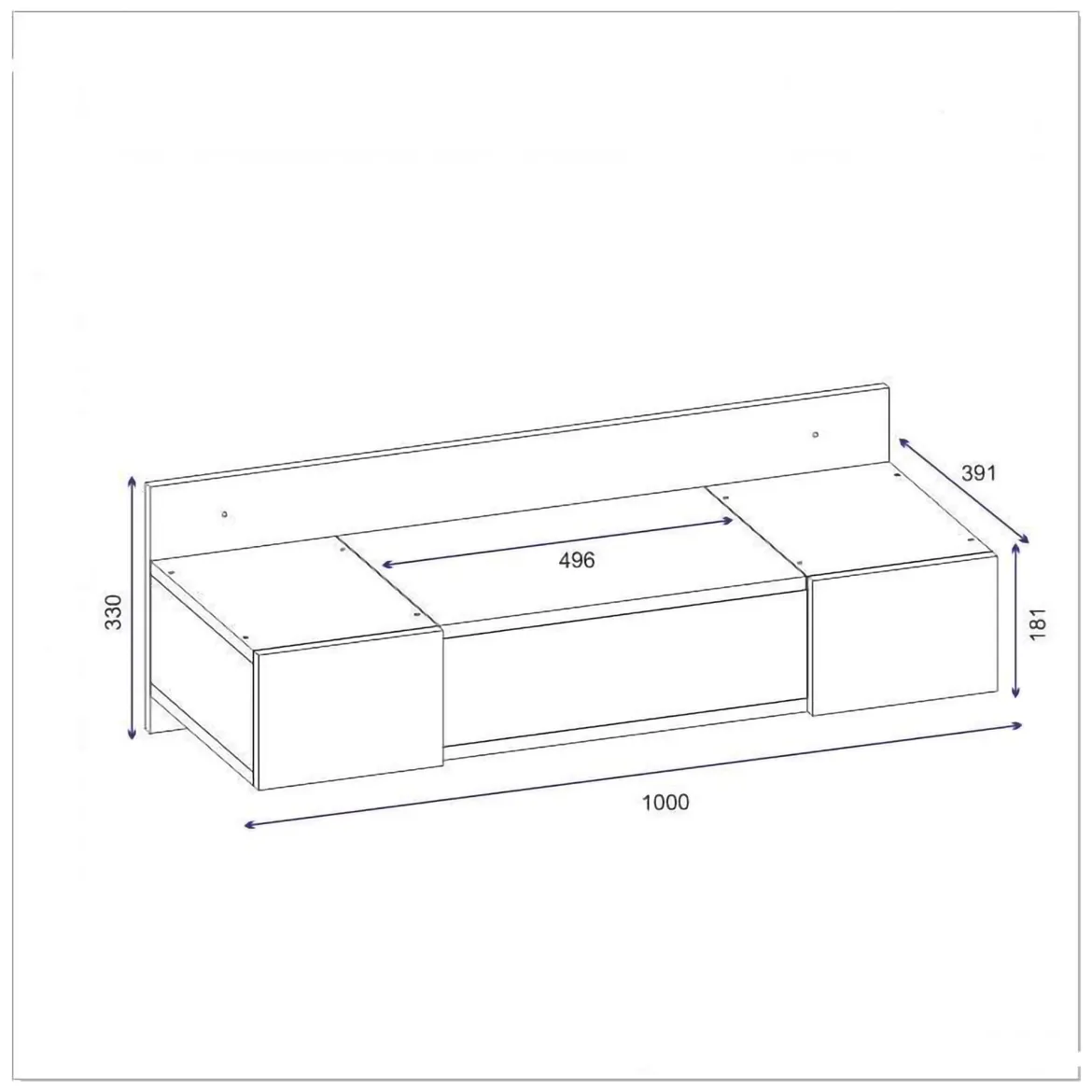 Toeletta Bianco Specchio Incluso 3 Ante 100x39x33h cm, Materiale Piano in Legno Nobilitato - Selci