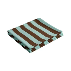 Tovaglia rettangolare no stiro 270x140 cm, azzurro e marrone - Funambola - By Sarah Balivo