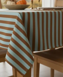 Tovaglia rettangolare no stiro 360x140 cm, beige e rosso scuro - Equilibrista - By Sarah Balivo