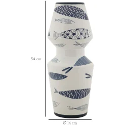 Vaso Bianco blu Disegni con Pesci Colore Struttura blu, - Verra