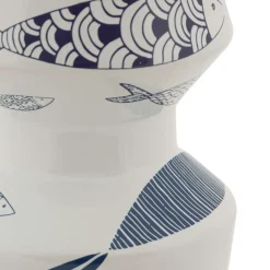 Vaso Bianco blu Disegni con Pesci Colore Struttura blu, - Verra