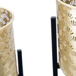 Vaso oro Nero set 2 Vasi, Portavasi Rimovibili Colore Struttura Nero, Diametro Vaso Grande: 20, Vaso Piccolo: 18 cm - Ilul
