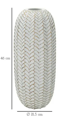 Vaso Whitechapel, Bianco e Oro, 20x20 h67 cm