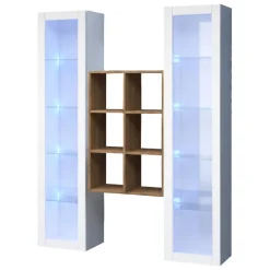 Vetrina Bianco 14 Ripiani 2 Ante 40x30x180h cm, 19 Vani - Marea
