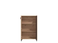 Vetrina Marrone Rovere Nodi Nero 2 Ripiani Apertura Battente 80x40x128.5h cm, 2 Ante - Grimani