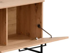 Vetrina Marrone Rovere Nodi Nero 4 Ripiani Un'anta 85x42x191.5h cm, 2 Vani - Gargnano