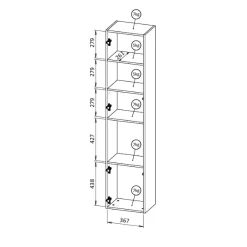 Vetrina Nero Antracite 4 Ripiani Apertura Push Pull 39.9x29.8x180h cm, 2 Ante - Botte